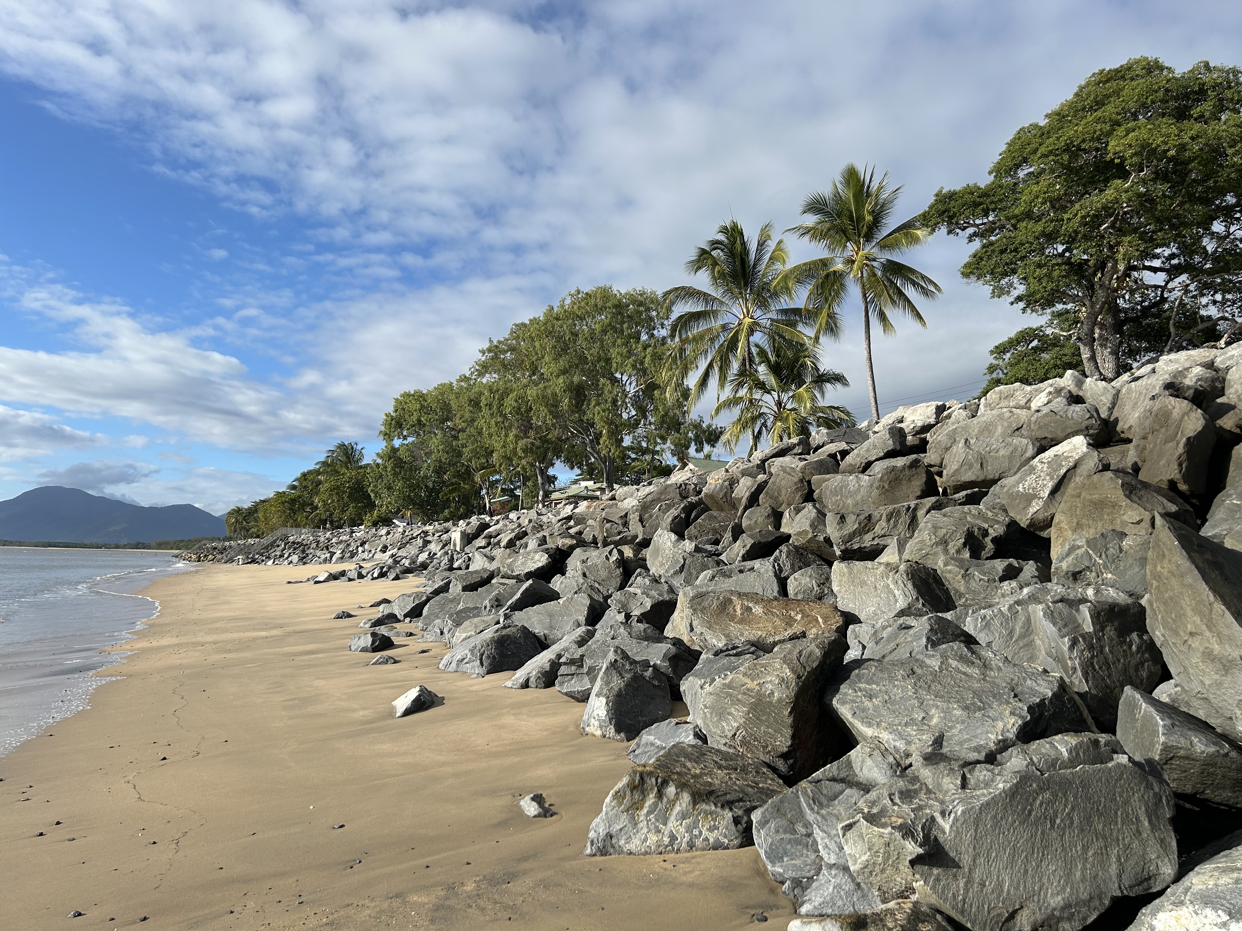 Rock wall where Claire climbed down into the water - dramatic coastal rocks in Cairns